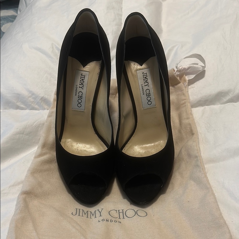 Jimmy Choo Elegant Black Peep Toe Heels